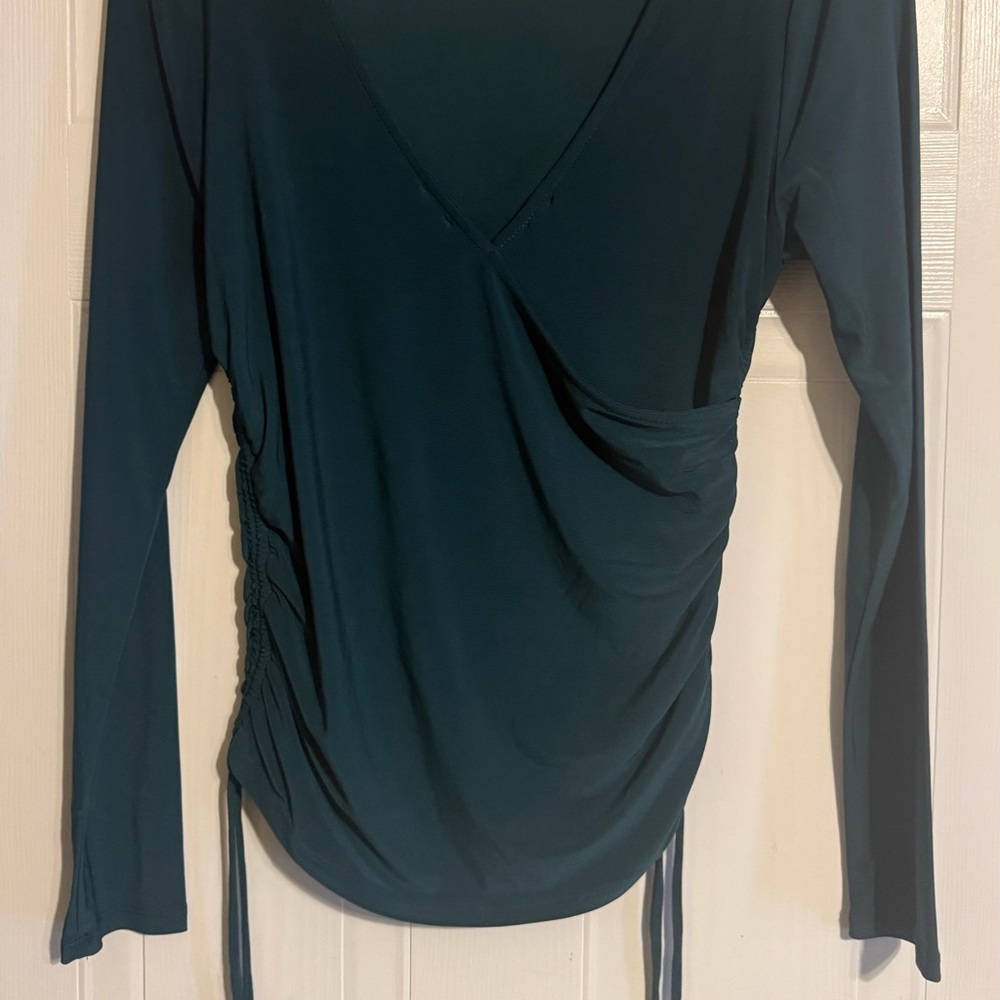 Meraki Deep Teal Wrap Blouse